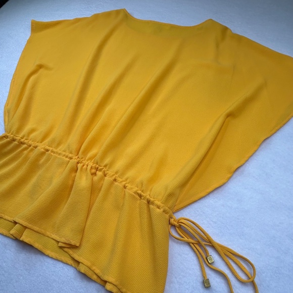 MICHAEL Michael Kors Women's Yellow Dolman Sleeve Top with a cinched waist Large - Picture 12 of 12